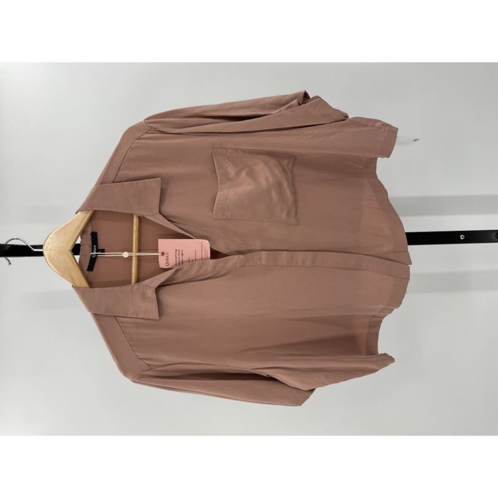 Quince 100% Washable Silk Pajama Button Up Top Color Almond